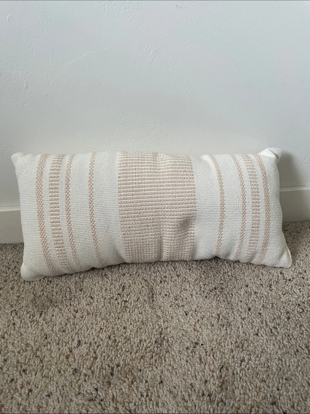 Neutral Cream and Tan Striped Decorative Pillow